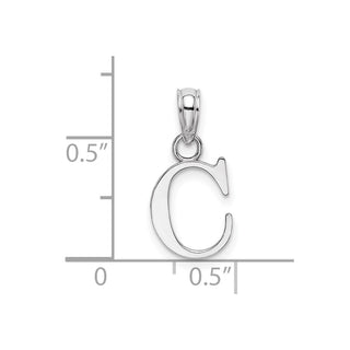 10k White Gold Polished C Block Initial Pendant