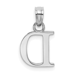 10k White Gold Polished D Block Initial Pendant