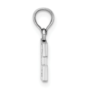 10k White Gold Polished E Block Initial Pendant