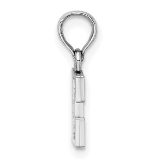 10k White Gold Polished E Block Initial Pendant