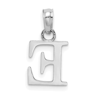 10k White Gold Polished E Block Initial Pendant