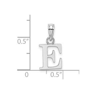 10k White Gold Polished E Block Initial Pendant