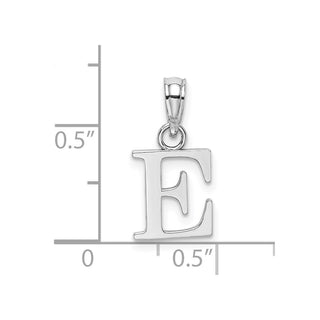 10k White Gold Polished E Block Initial Pendant