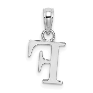 10k White Gold Polished F Block Initial Pendant