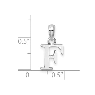 10k White Gold Polished F Block Initial Pendant