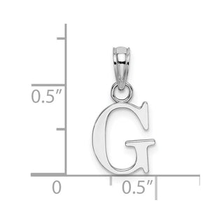 10k White Gold Polished G Block Initial Pendant