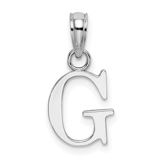 10k White Gold Polished G Block Initial Pendant