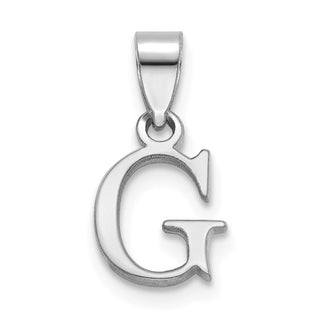 10k White Gold Polished G Block Initial Charm