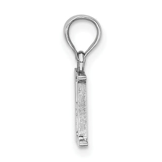 10k White Gold Polished H Block Initial Charm