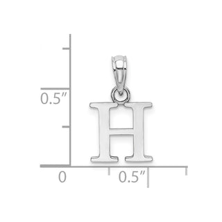10k White Gold Polished H Block Initial Pendant