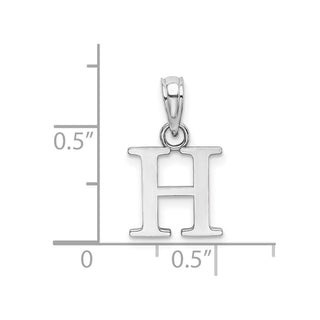 10k White Gold Polished H Block Initial Charm