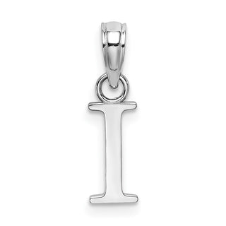 10k White Gold Polished I Block Initial Charm