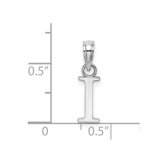 10k White Gold Polished I Block Initial Charm