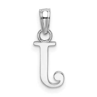 10k White Gold Polished J Block Initial Pendant