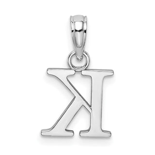 10k White Gold Polished K Block Initial Pendant