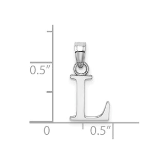 10k White Gold Polished L Block Initial Charm