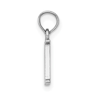 10k White Gold Polished M Block Initial Pendant