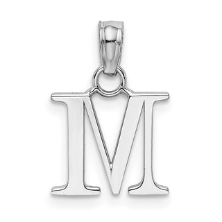 10k White Gold Polished M Block Initial Pendant