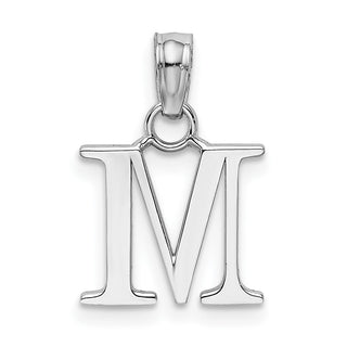 10k White Gold Polished M Block Initial Charm