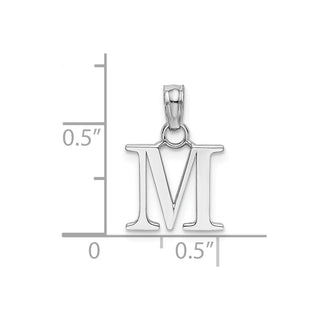 10k White Gold Polished M Block Initial Pendant