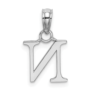 10K White Gold Polished N Block Initial Pendant