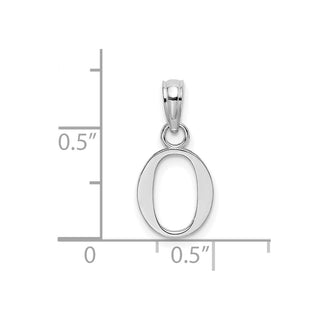 10k White Gold Polished O Block Initial Pendant