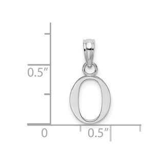 10k White Gold Polished O Block Initial Charm