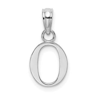 10k White Gold Polished O Block Initial Pendant
