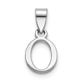 10k White Gold Polished O Block Initial Charm