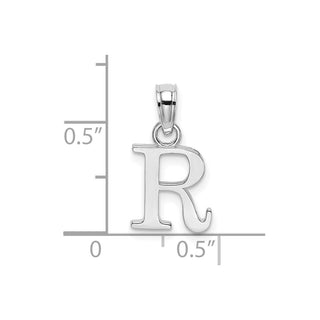 10k White Gold Polished R Block Initial Pendant