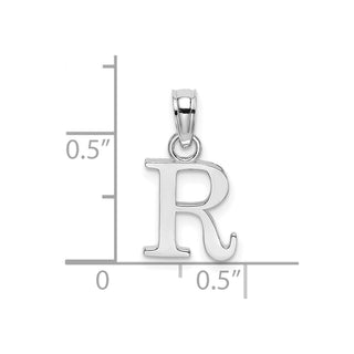 10k White Gold Polished R Block Initial Charm