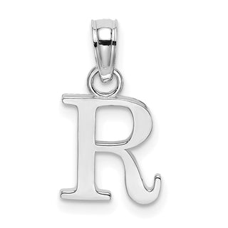 10k White Gold Polished R Block Initial Pendant