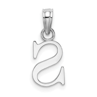 10k White Gold Polished S Block Initial Pendant