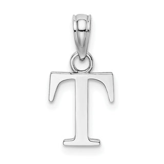 10k White Gold Polished T Block Initial Pendant