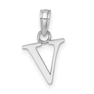 10k White Gold Polished V Block Initial Pendant