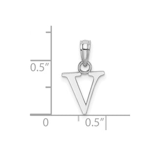 10k White Gold Polished V Block Initial Pendant