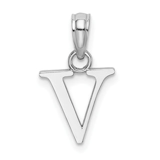 10k White Gold Polished V Block Initial Pendant