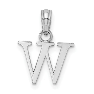 10k White Gold Polished W Block Initial Pendant