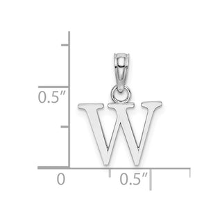 10k White Gold Polished W Block Initial Charm