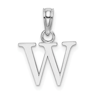 10k White Gold Polished W Block Initial Pendant