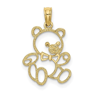 10k Yellow Gold Cut Out Teddy Bear Pendant
