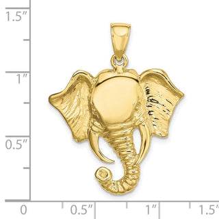 10K Yellow Gold 2-D Elephant Head w/ Twisted Trunk Charm