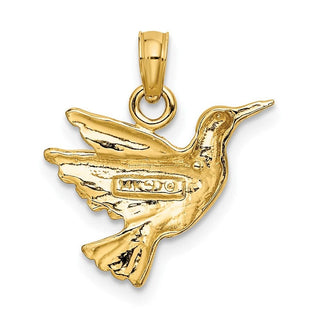 10K Yellow Gold Engraved Hummingbird Charm