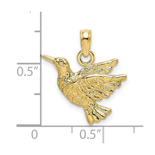 10K Yellow Gold Engraved Hummingbird Charm