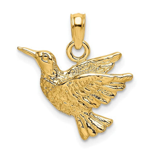 10K Yellow Gold Engraved Hummingbird Charm