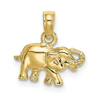 10k Yellow Gold Polished Small Elephant Pendant