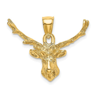 10K Yellow Gold 2-D Deer Head 8 Point Buck Charm
