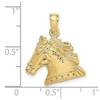 10K Yellow Gold Textured Horse Head Charm