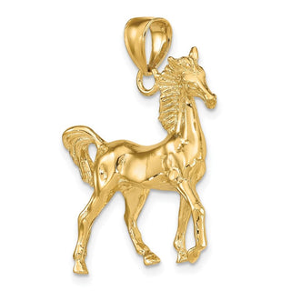 10K Yellow Gold 3-D Polished Horse Charm