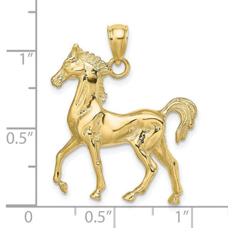 10K Yellow Gold 3-D Polished Horse Charm
